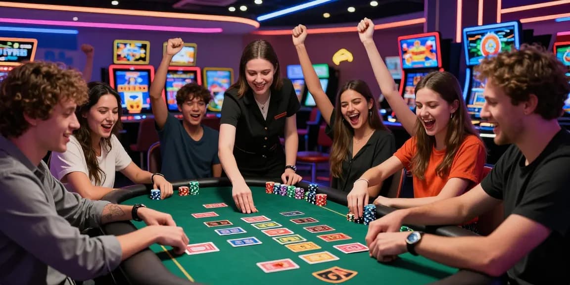 Thrilling gaming scene at credit card casinos UK showcasing excitement and camaraderie at https://brcs.co.uk/.