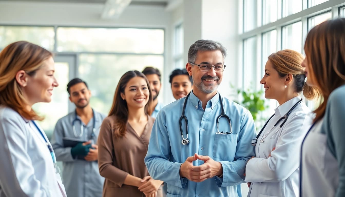 Healthcare collaboration showcasing doctors at https://www.medexdtc.com providing patient support.