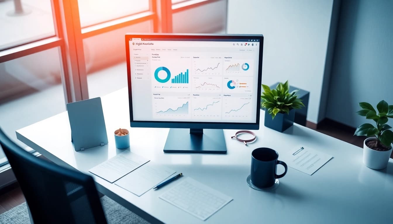 Menganalisis data dan strategi digital marketing petanitoto di ruang kerja modern.