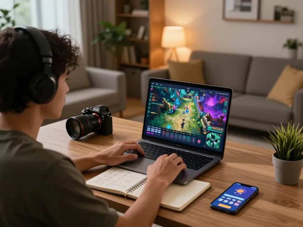 Engage in exciting online gaming with link slot gacor, player focused on winning strategies at home