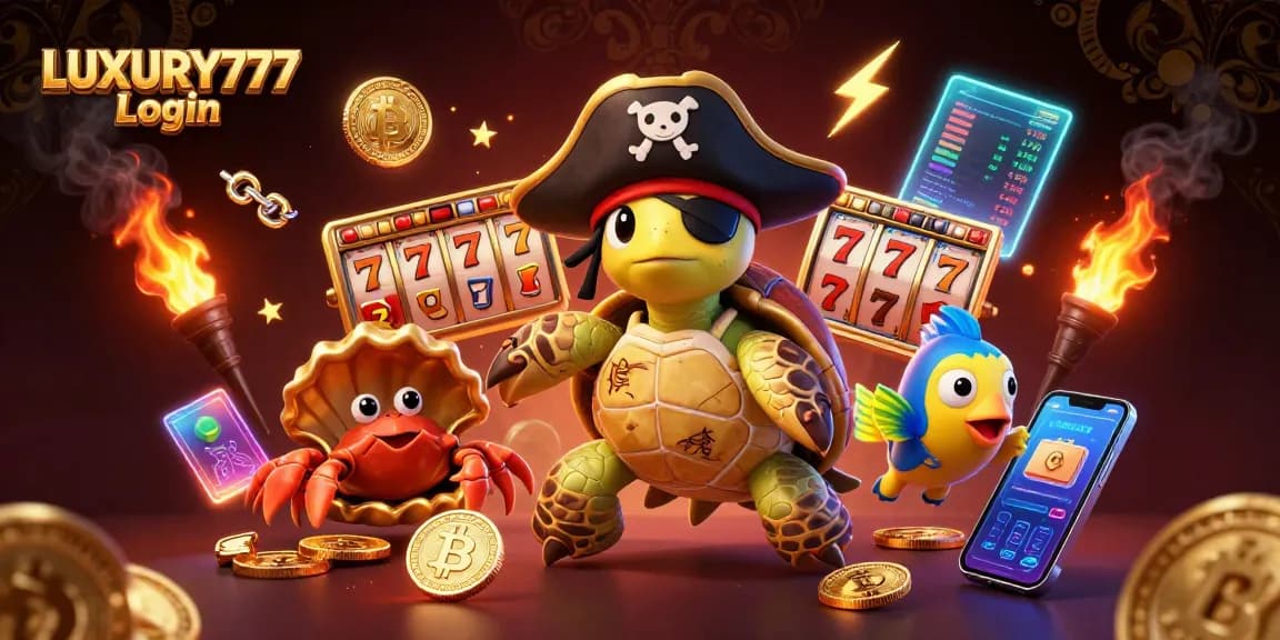 Masuki ke dunia LUXURY777 Login dengan simbol slot yang penuh warna dan koin kripto berkilau.