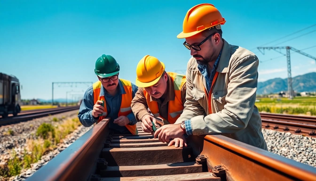 Track Inspectors Near Me conducting thorough inspections on railway tracks.