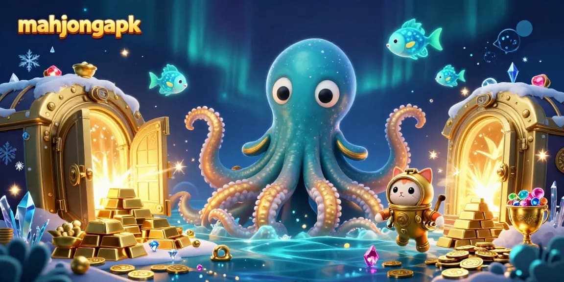 Join the adventure with mahjongapk as the kraken and diving cat uncover hidden treasures!