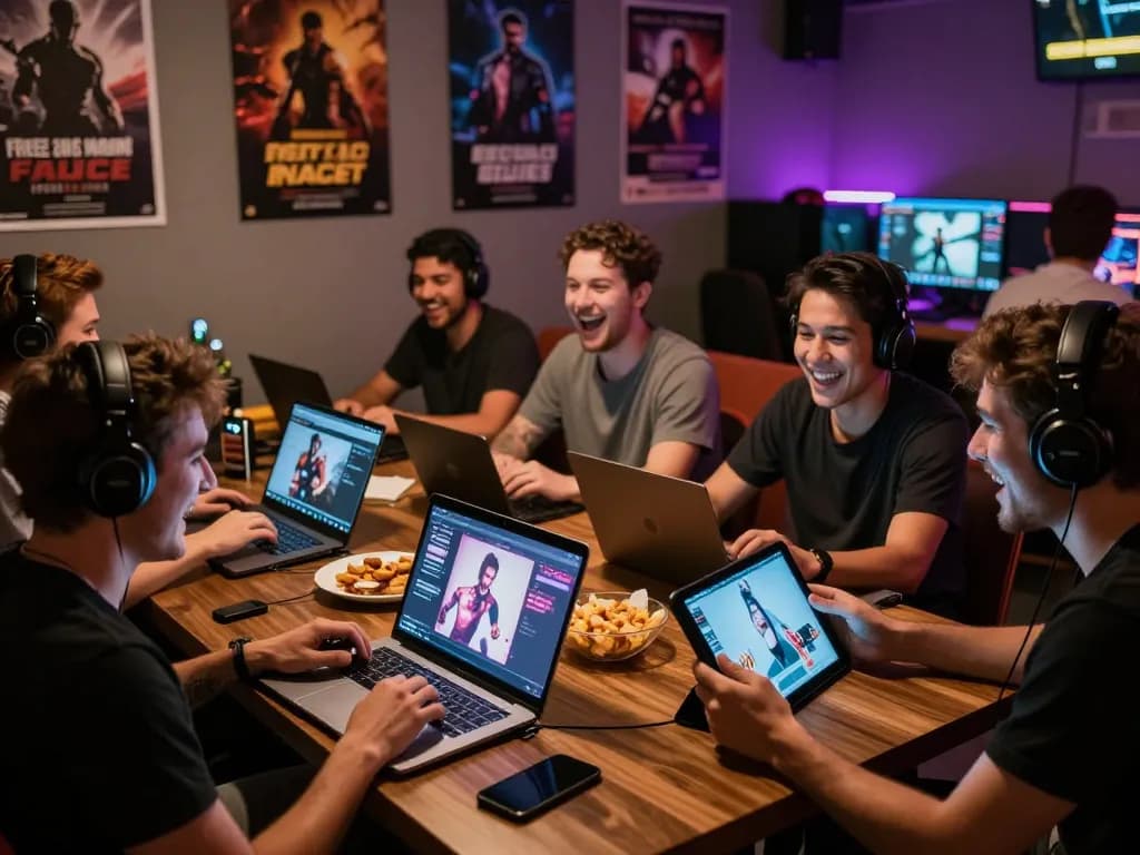 Players enjoying free sex games in an adult gaming lounge, showcasing vibrant social interaction.