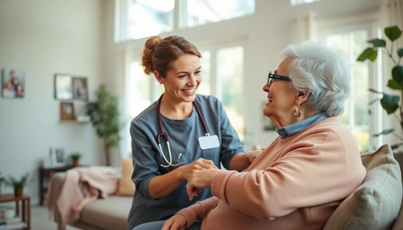 Helping the elderly with in home care austin tx in a cozy and inviting setting.