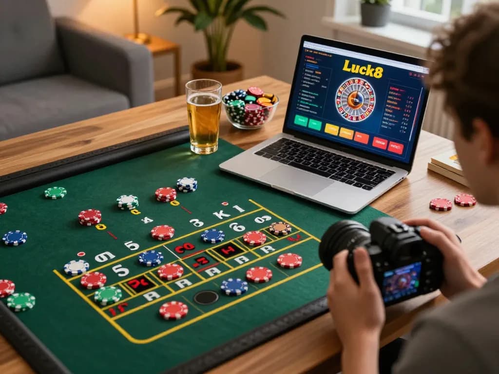 Engaging in a live roulette game on Luck8, demonstrating an exciting online gaming experience.