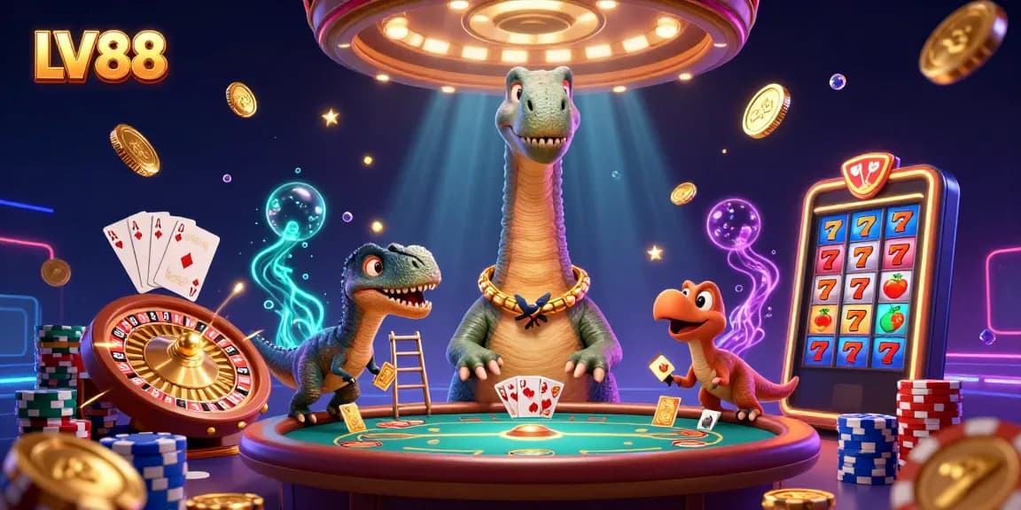 Win big at LV88 with an epic 3D casino scene full of vibrant characters and gaming excitement.