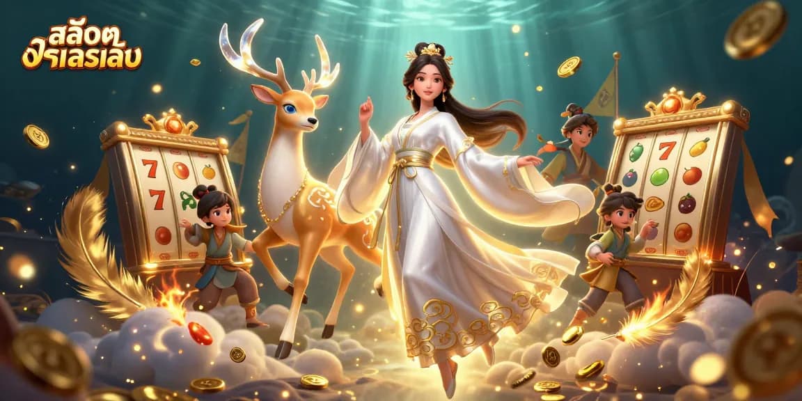 Engage with สล็อตทดลองเล่น thrilling demo slots featuring a mystical Asian woman and fantastical elements.