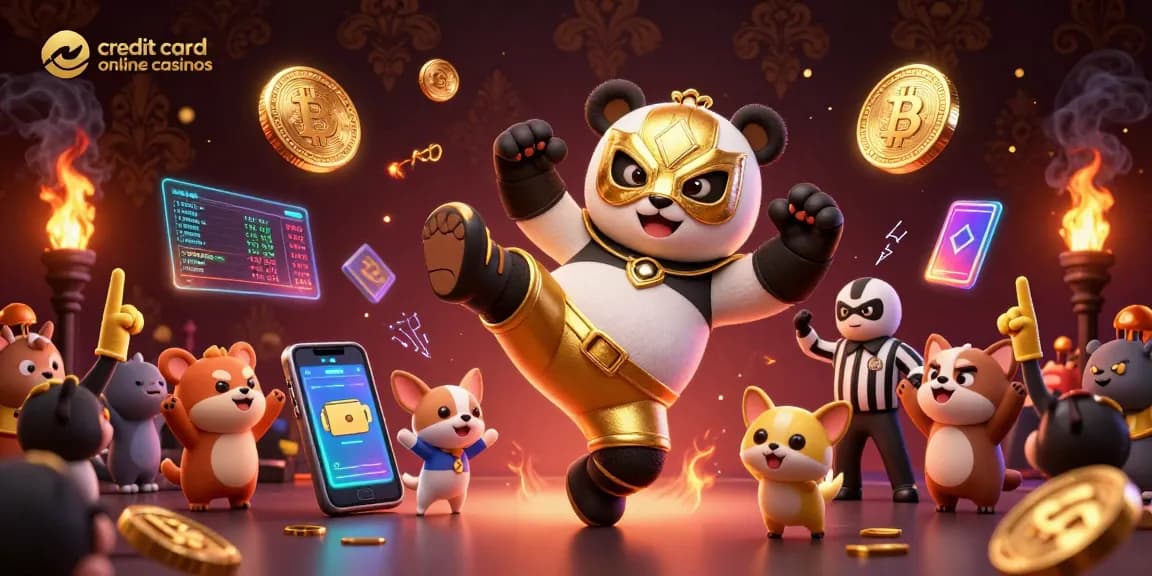 Experience thrilling action at credit card online casinos with vibrant 3D characters and crypto elements!