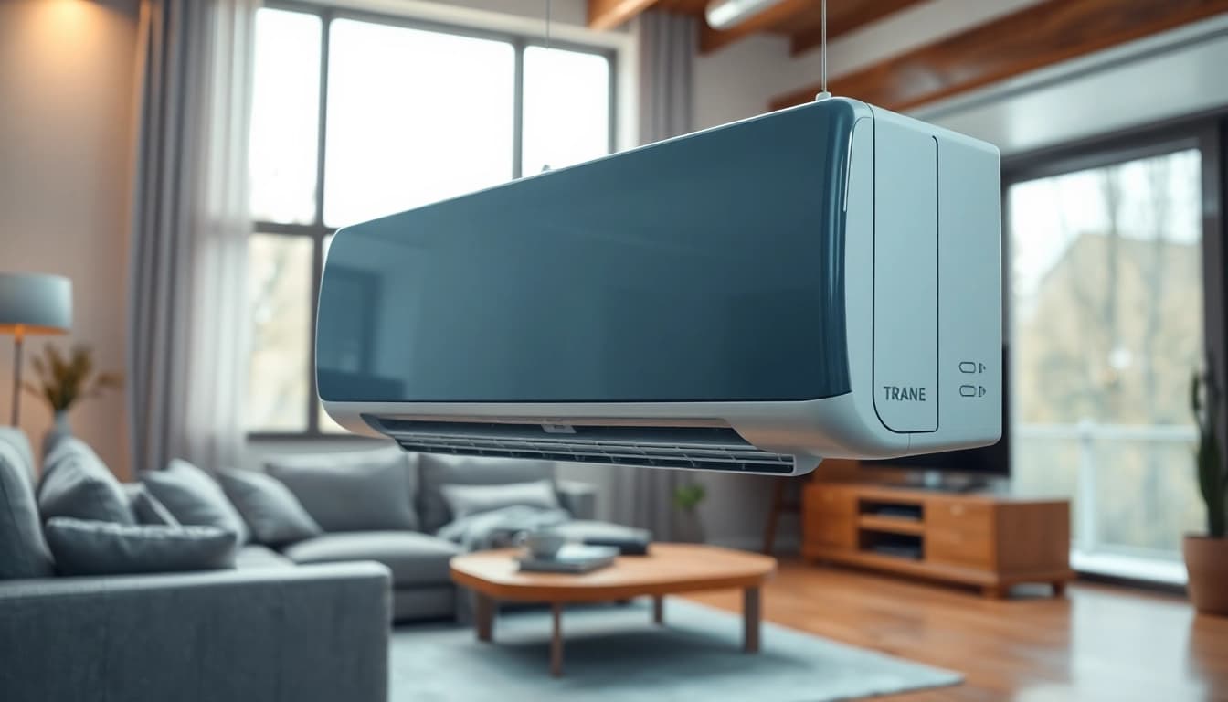 Showcasing a Trane air conditioner installed in a modern home setting for optimal comfort.