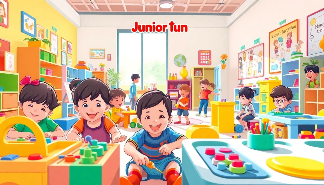 Children at https://juniorsjunction.com engaged in playful learning activities.