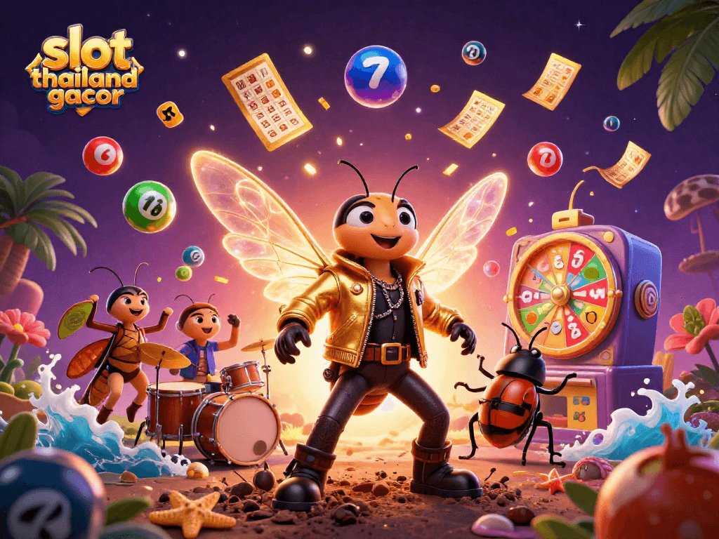 Engage with slot thailand gacor in this vibrant 3D casino scene featuring dynamic lottery elements.
