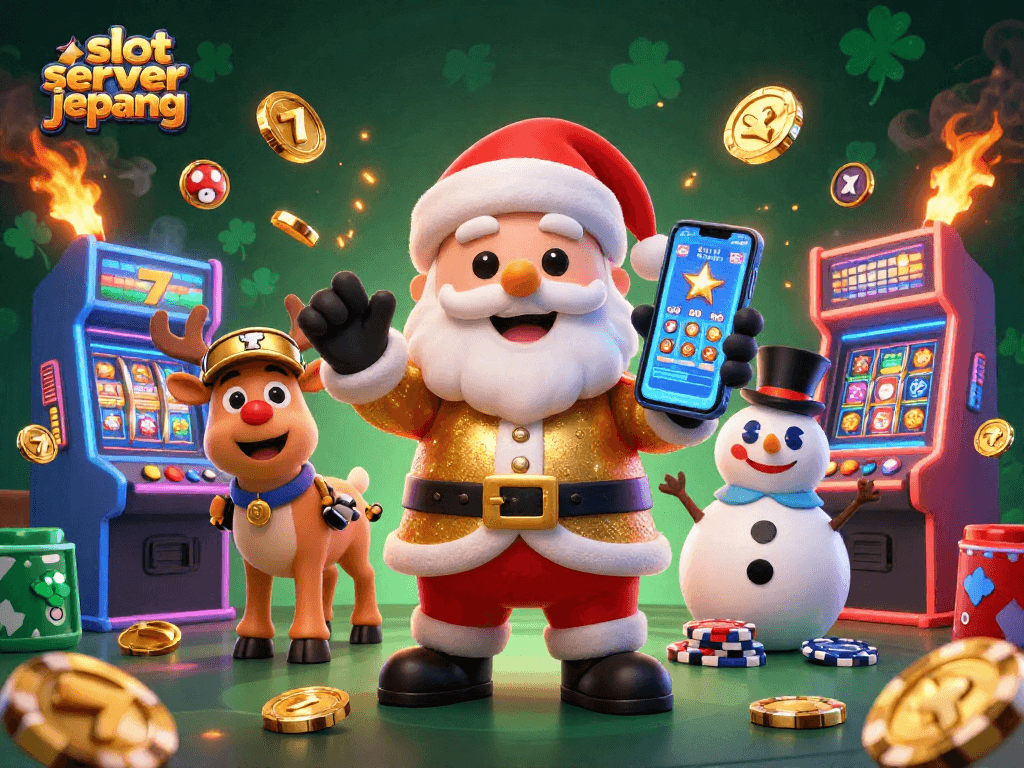 Experience thrilling gameplay with slot server jepang as Santa Claus and friends celebrate jackpots.