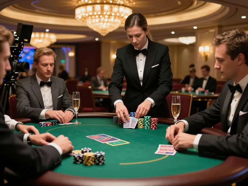 Gori77 players engaged in strategic poker gameplay at upscale casino table.