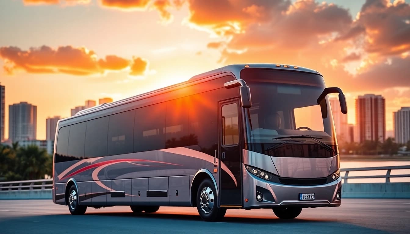 Experience premium group travel with https://miamicharterbus.com featuring a stylish charter bus in Miami.