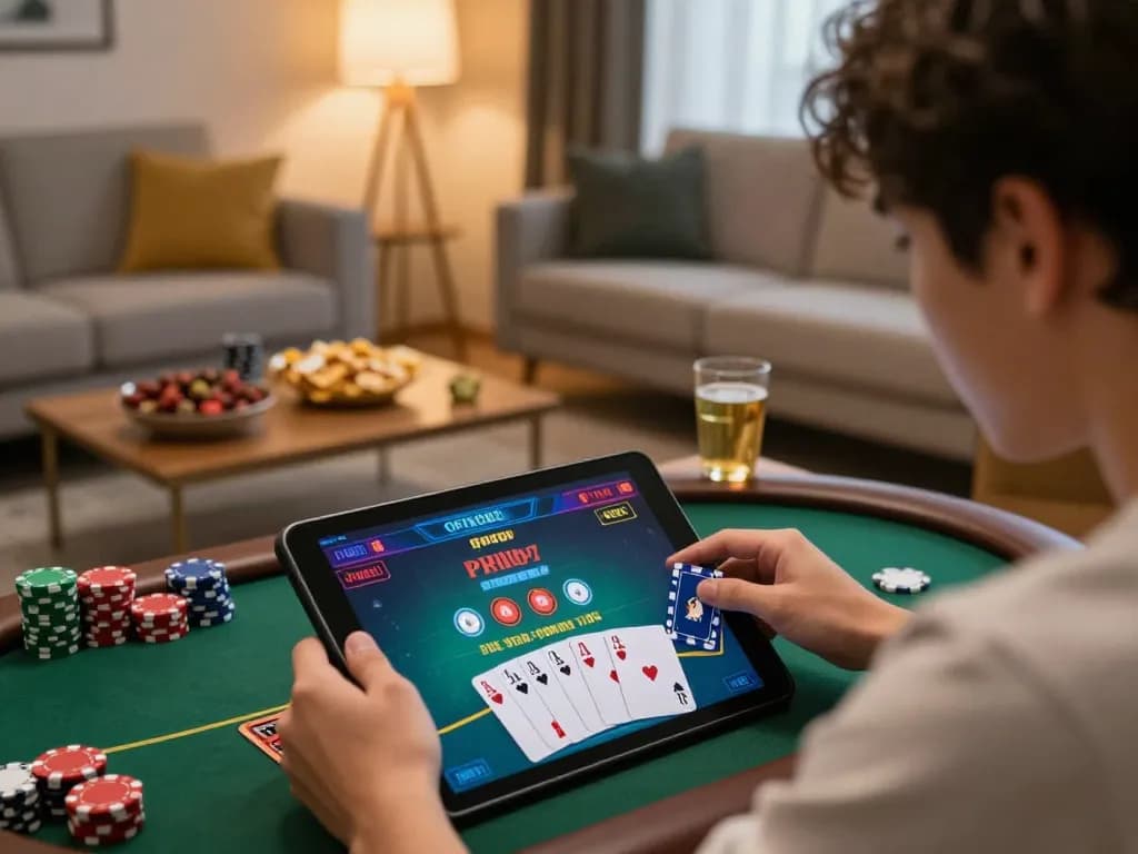 Player enjoying blackjack on open88 in a cozy online gaming setup