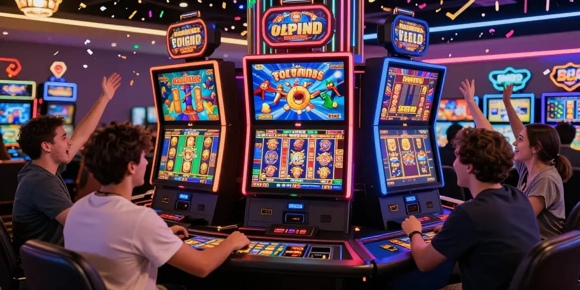 Friends joyfully playing garuda303 slot at an online casino celebration.