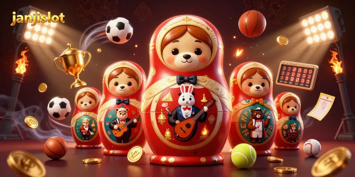 Experience the thrill of janjislot with bears dressed as casino dealers amidst dynamic gaming elements.