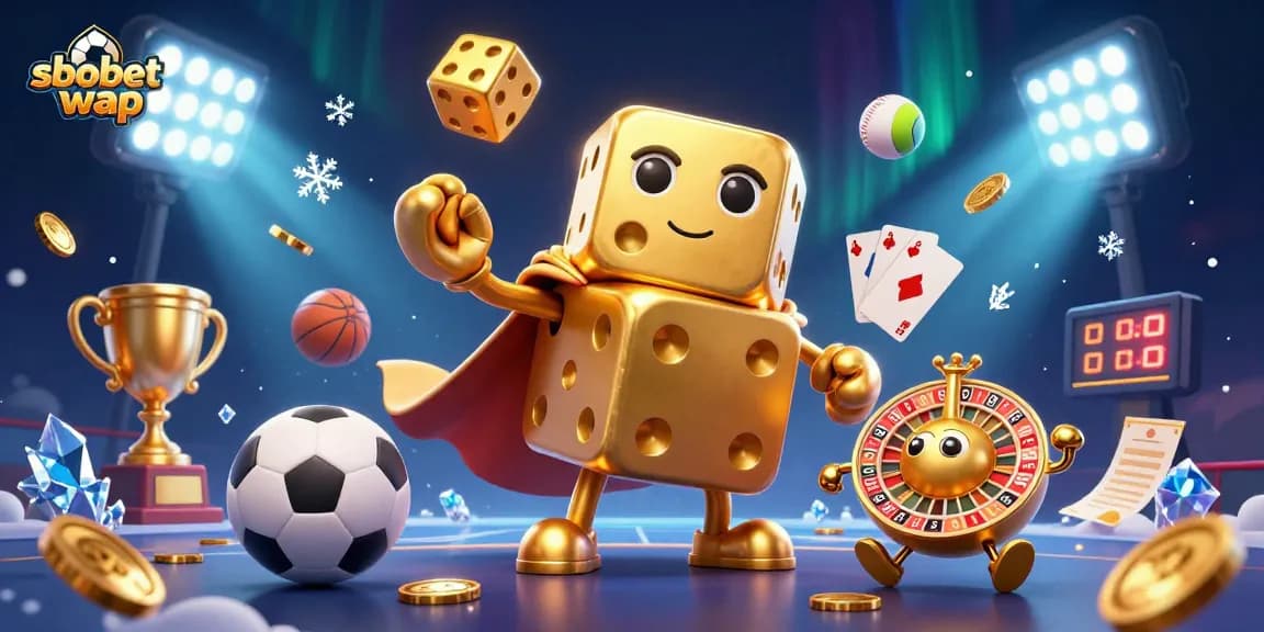 Experience mobile sports betting with sbobet wap in a vibrant, action-packed illustration.