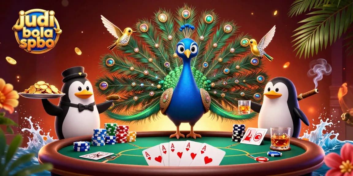 Engage in judi bola spbo with vibrant characters and poker elements in this captivating scene.