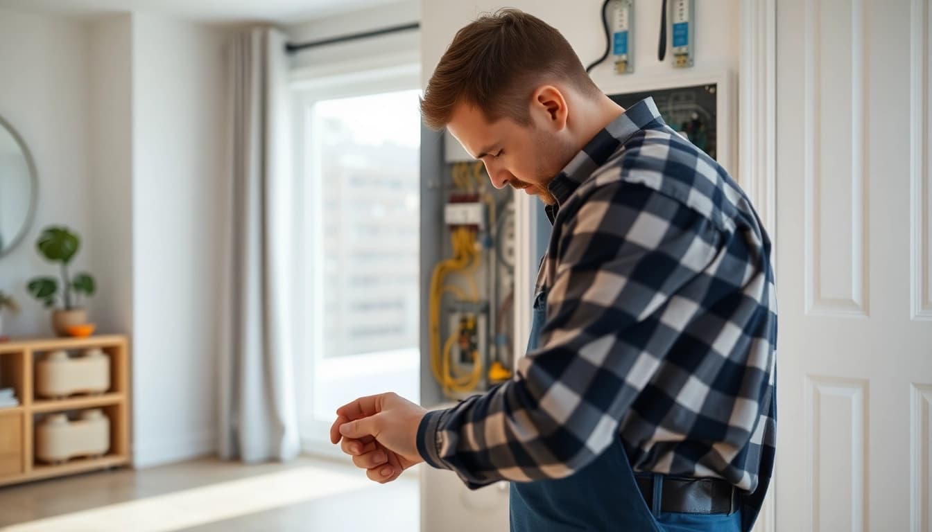 Providing electrical services vancouver with a licensed electrician examining a residential panel.
