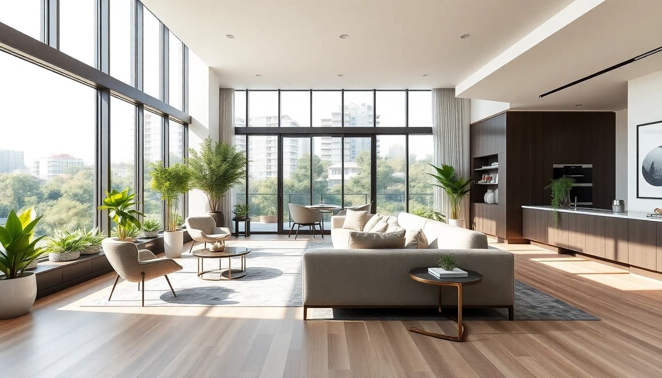 Modern apartment featuring a stylish living area in residence teg with ample natural light.