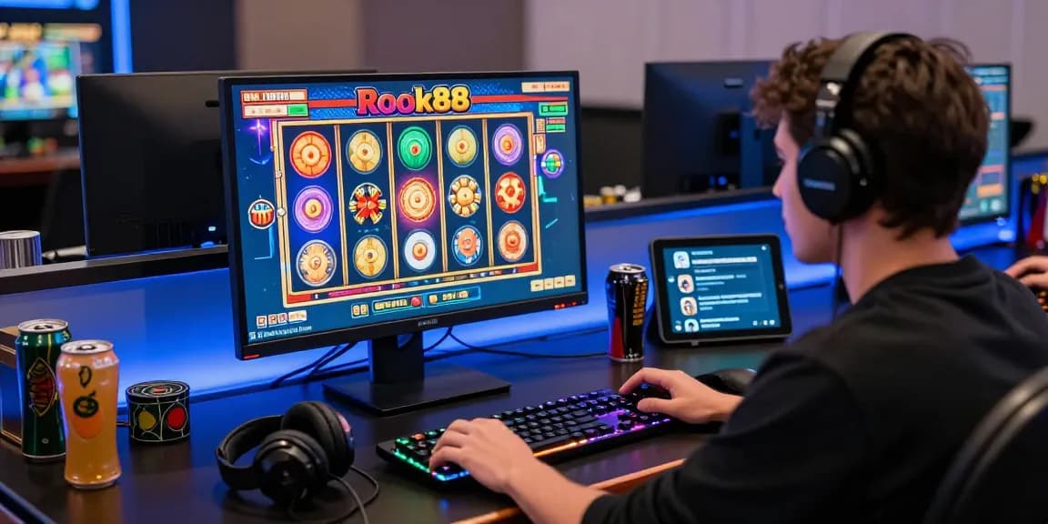 Excited player using rokok88 slot login for immersive online gaming experience.