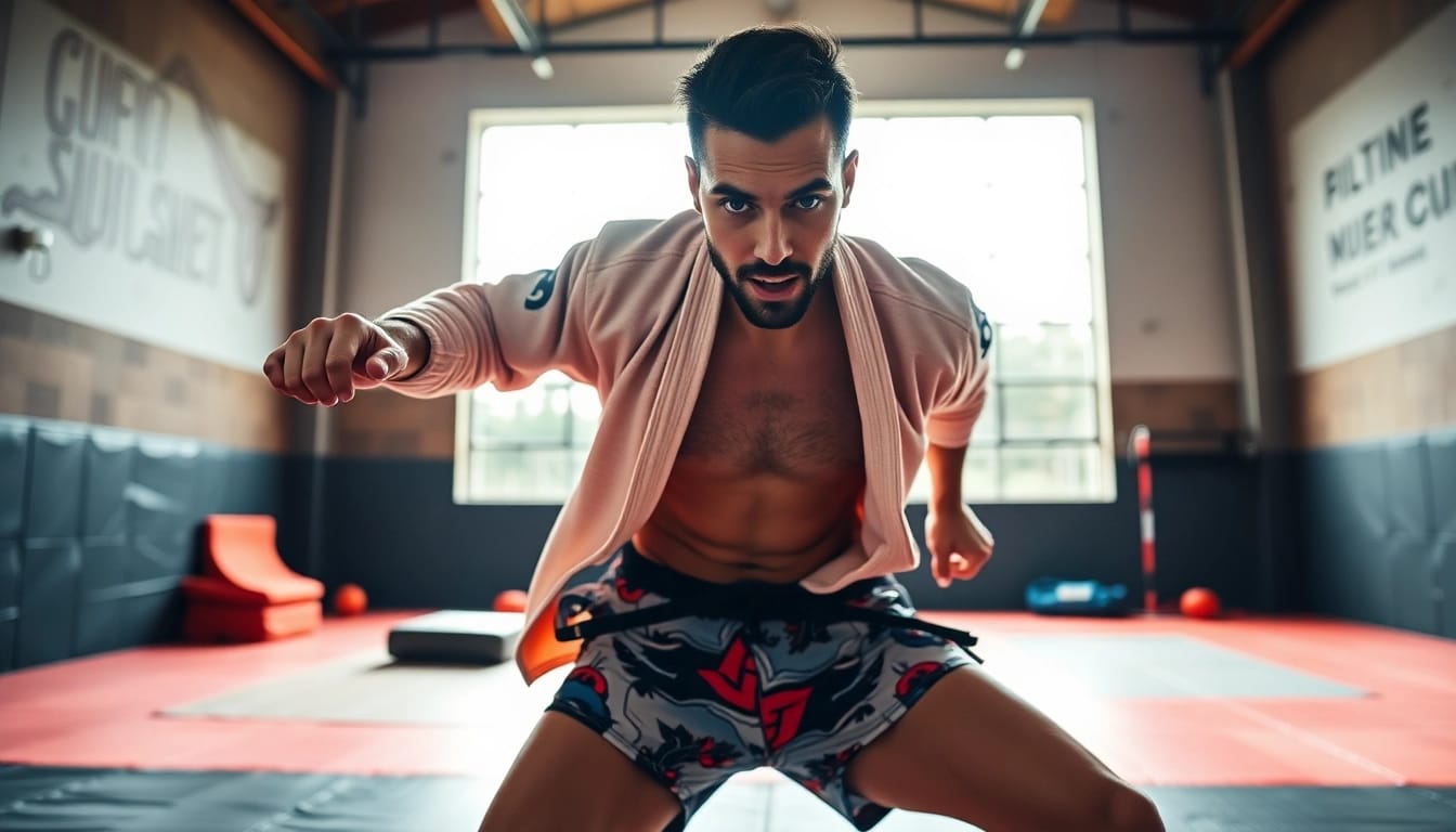 Training in BJJ Shorts, showcasing athletic performance and comfort during Brazilian Jiu-Jitsu practice.