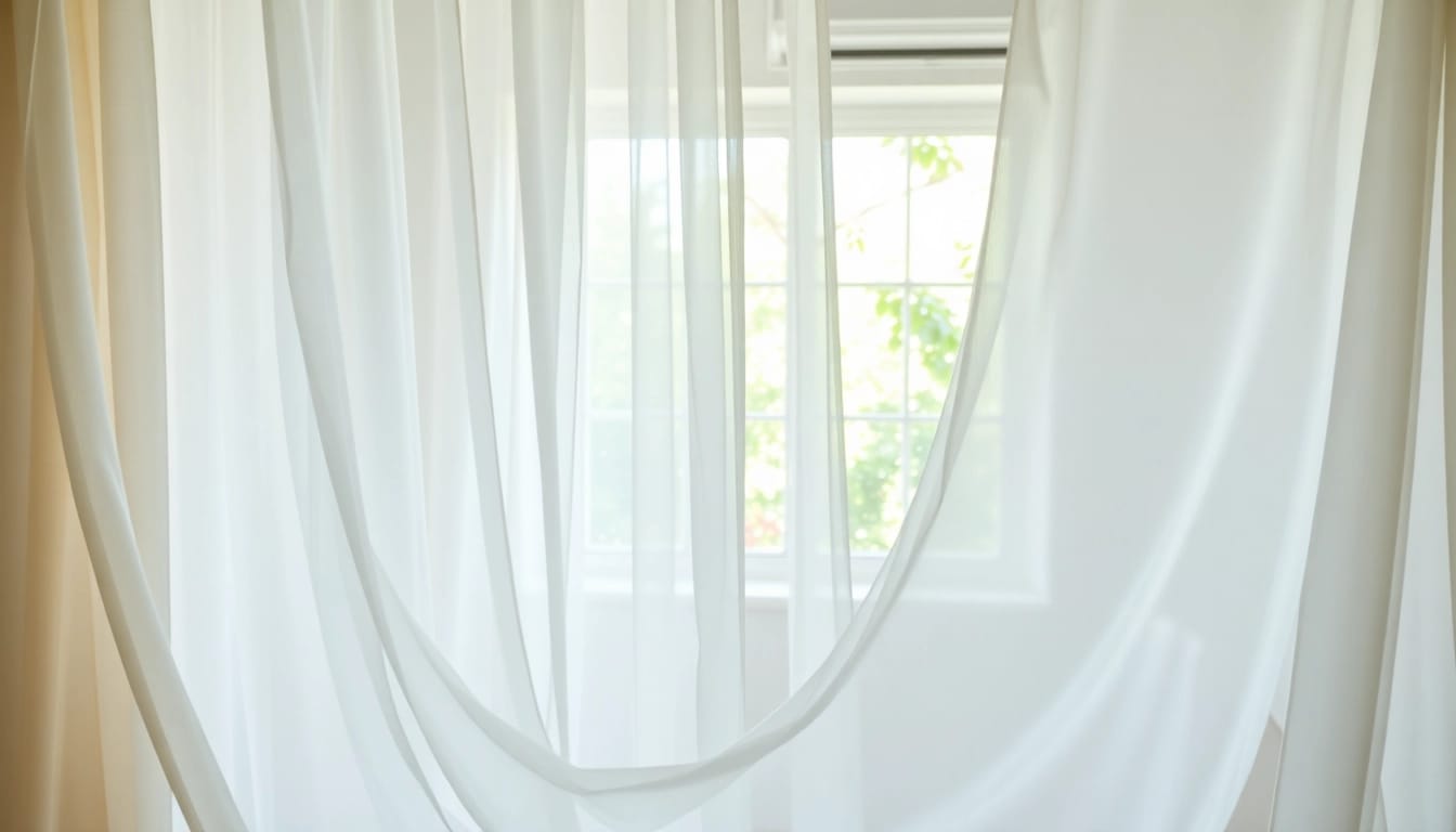 Lichte en transparante stoffen als elegante gordijnen in een zonovergoten kamer