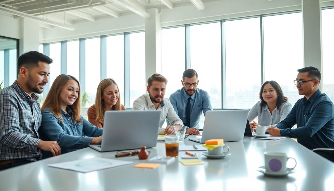Verbeter https://enqueteplein.nl met teamwork in een moderne kantooromgeving.