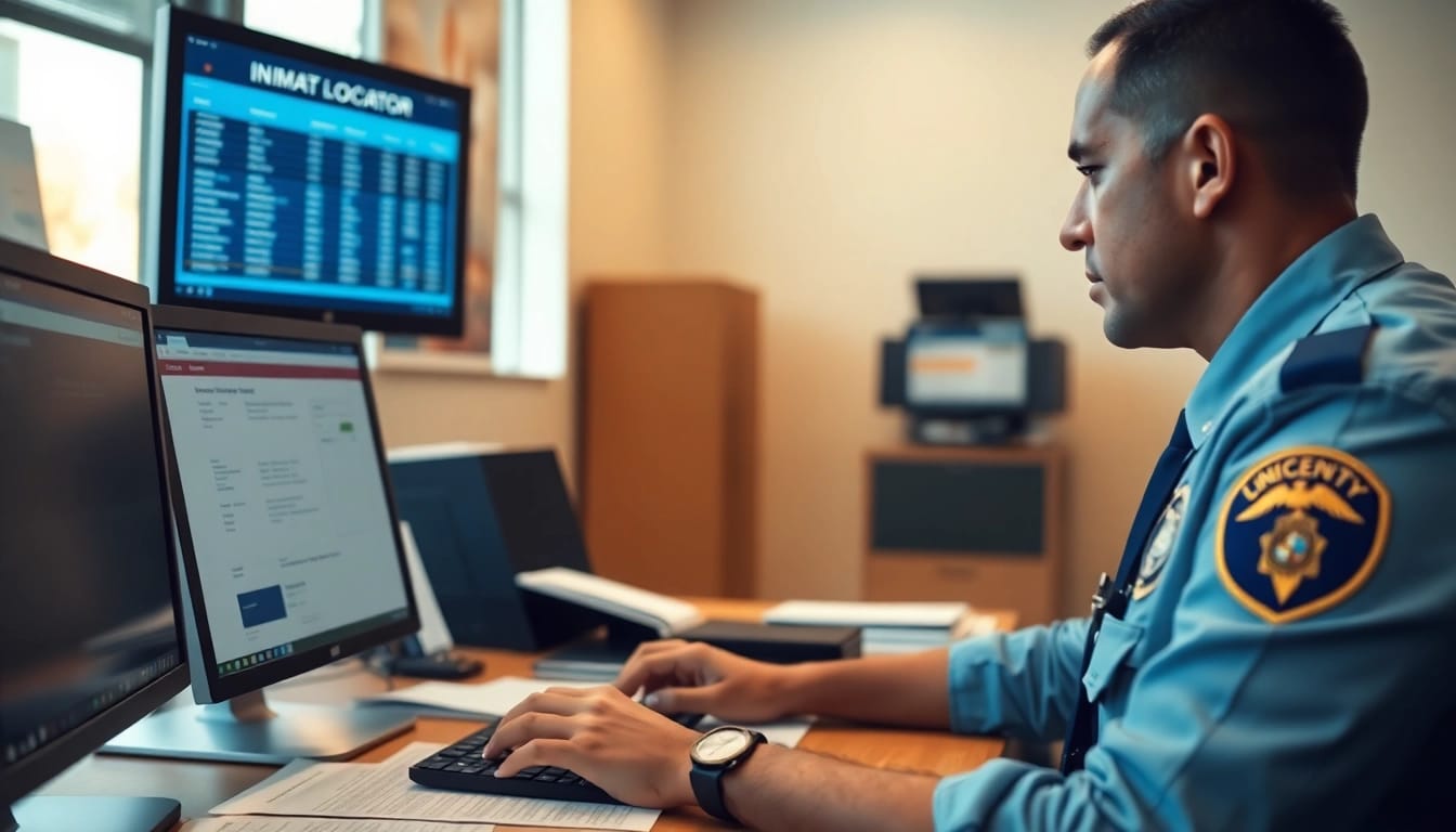 Utilizing the Orange County Jail Inmate Locator for inmate information in a professional office setting.
