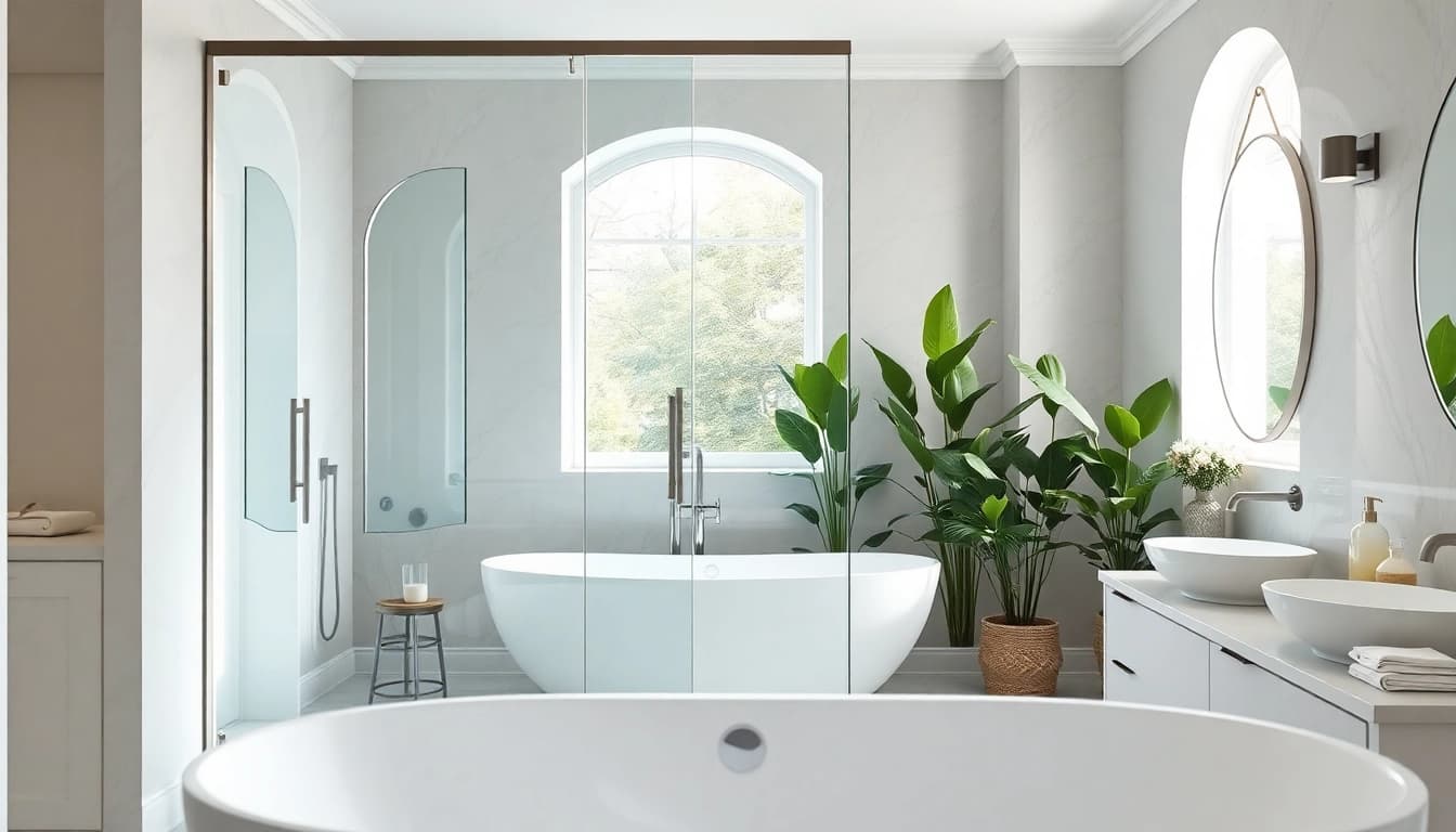 Admirez une paroi de douche élégante en verre, ajoutant du style à votre salle de bain.