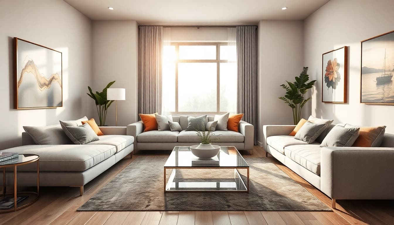Showcase stylish modern furniture from https://deco2.gr in a chic living room setting.