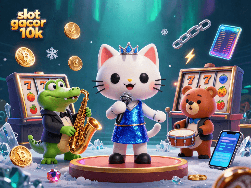 Experience the thrill of slot gacor 10k with vibrant characters and dynamic casino elements.