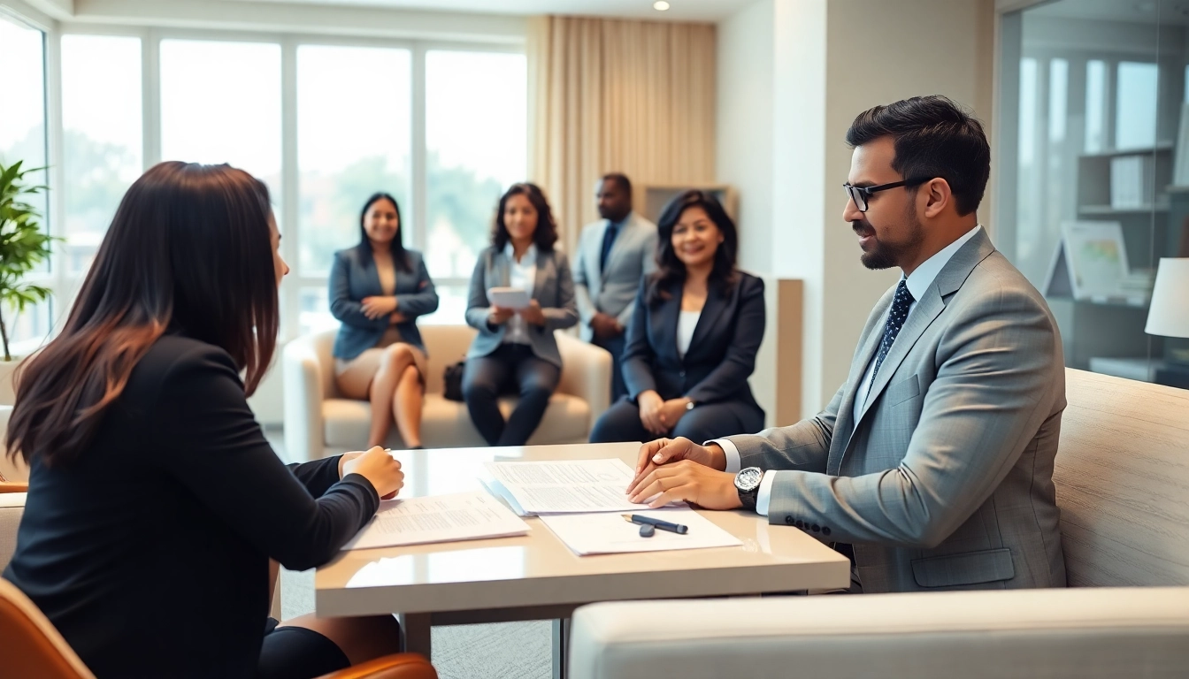 Virginia Immigration Lawyer consulting with clients in a bright office.