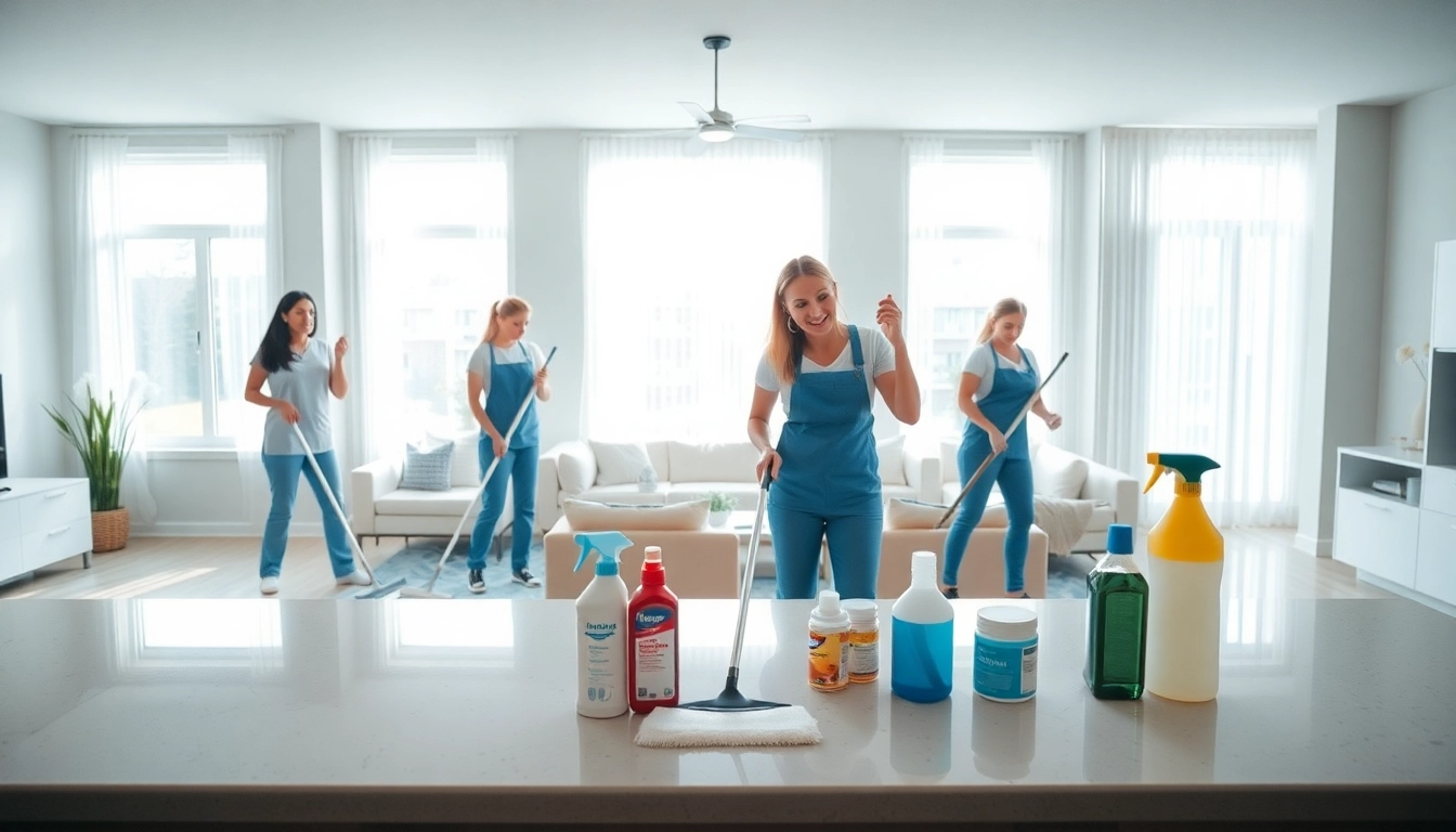 Efficient team providing cleaning services calgary in a freshly organized home interior.