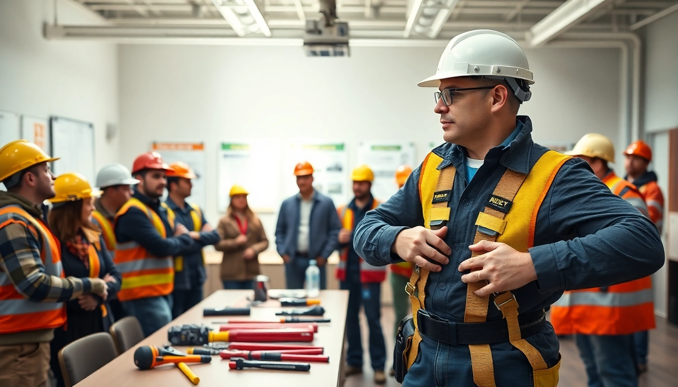 Engaging construction safety training session demonstrating essential safety practices.