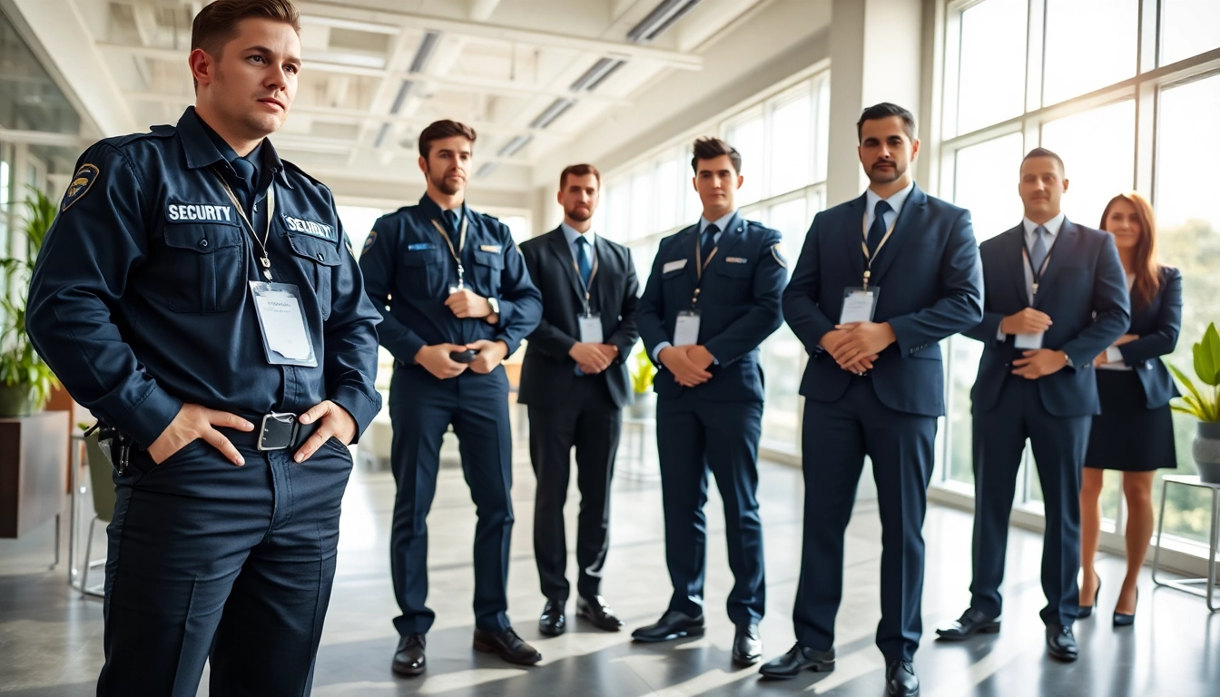 Security Guards monitoring a corporate setting while ensuring client safety.