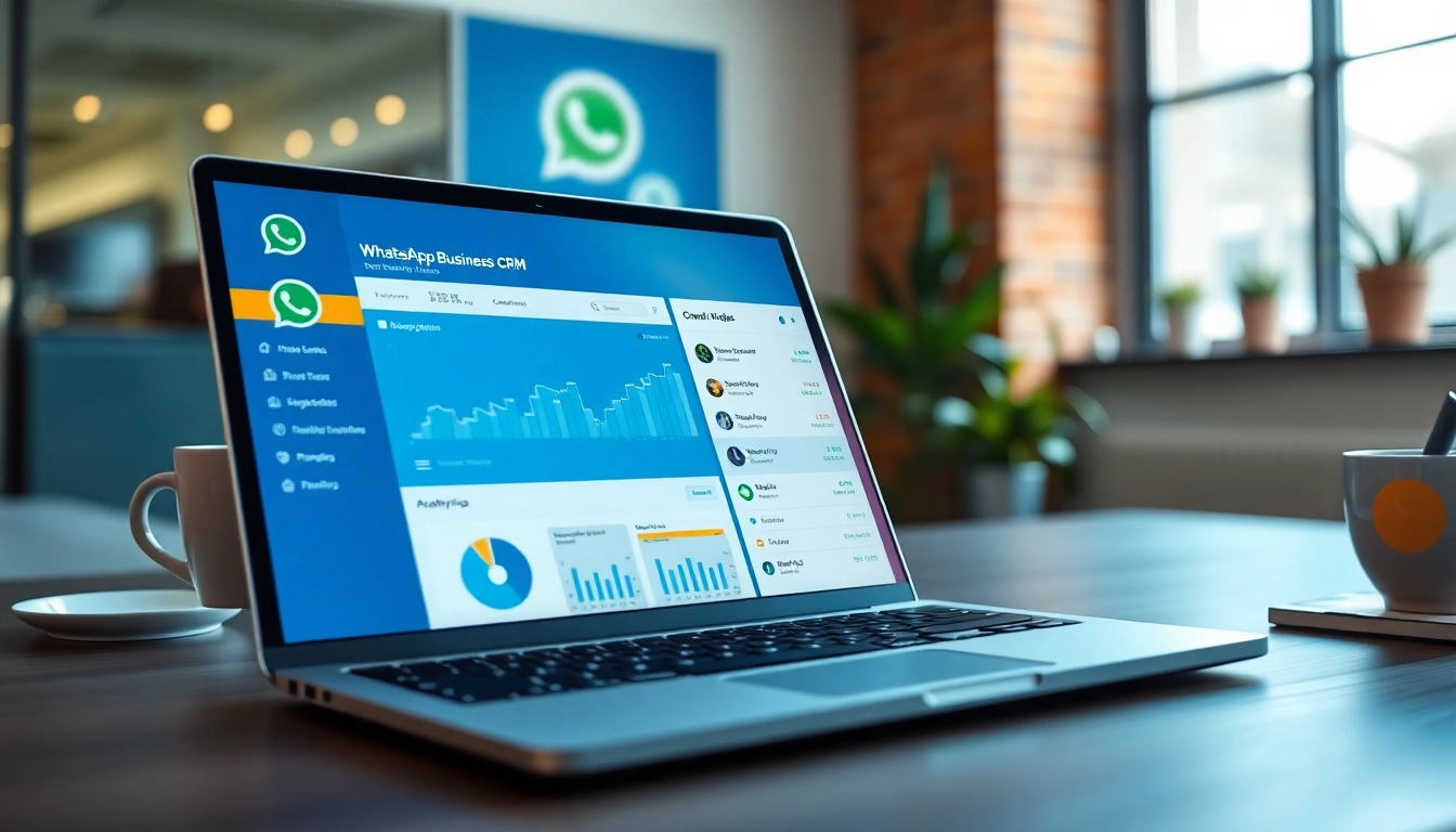 Utilizing WhatsApp Business CRM dashboard in a professional office setting.