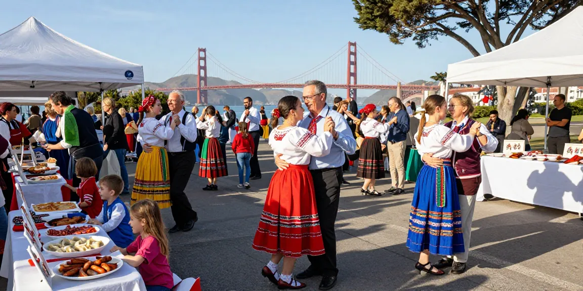 Polish community celebration at https://www.sfpol.com/ showcasing folk dances and local cuisine in San Francisco.