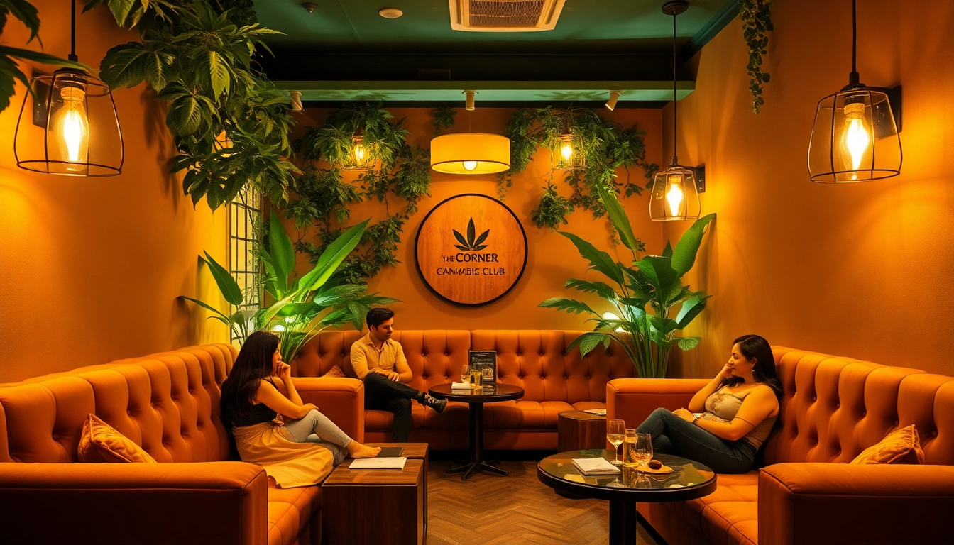 Enjoying social space at The Corner Cannabis Club Madrid with welcoming decor and ambiance.