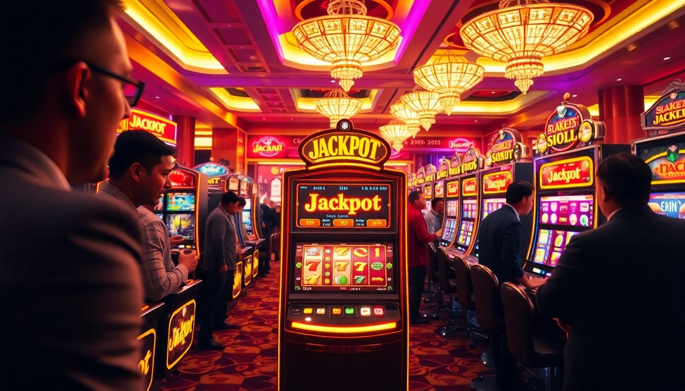 Experience the thrill of judi slot with players winning big at a luxurious casino.