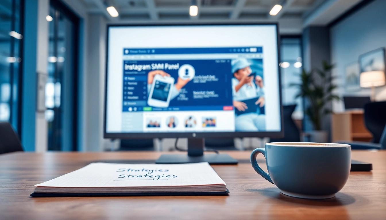 Engage with the Instagram smm panel displayed on a digital marketing workspace.