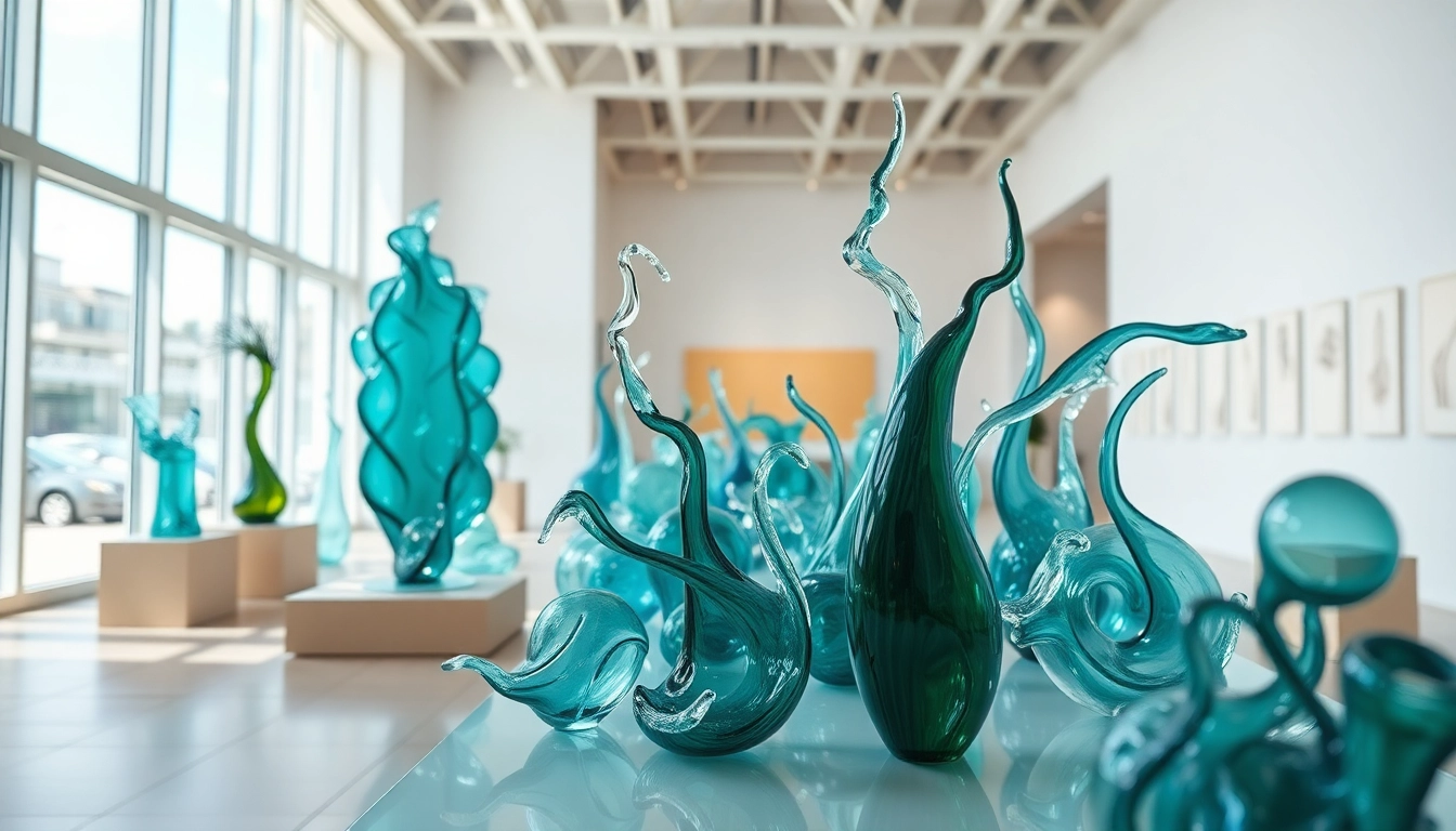 Admiring stunning displays at kostaboda-artgallery.fr, showcasing exquisite glass artworks in a serene gallery.