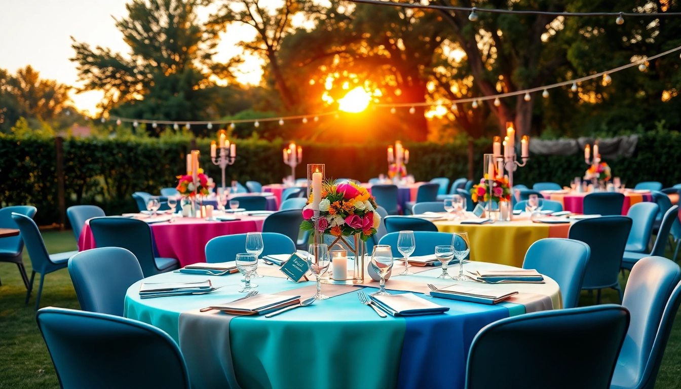 Host your unforgettable event with Party Rentals Las Vegas' vibrant outdoor setup and stylish decor.