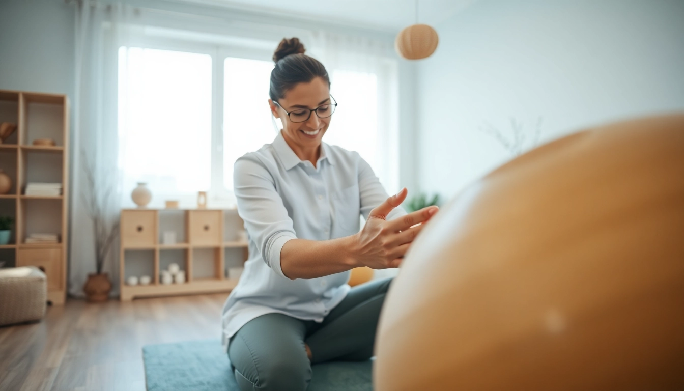 Demonstrating a natural back pain solution through professional therapy interaction.