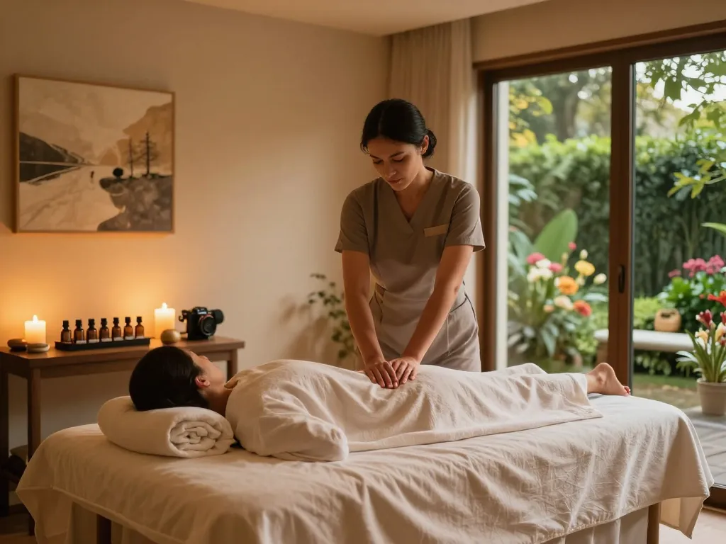 Serene scene of a Swedish massage therapy room showcasing professional treatment techniques for 서초스웨디시.