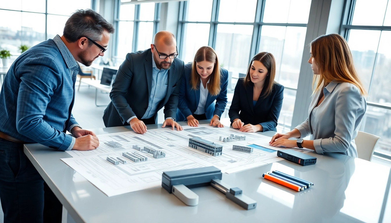 Railroad Design Consultants collaborating on innovative projects in a bright workspace.