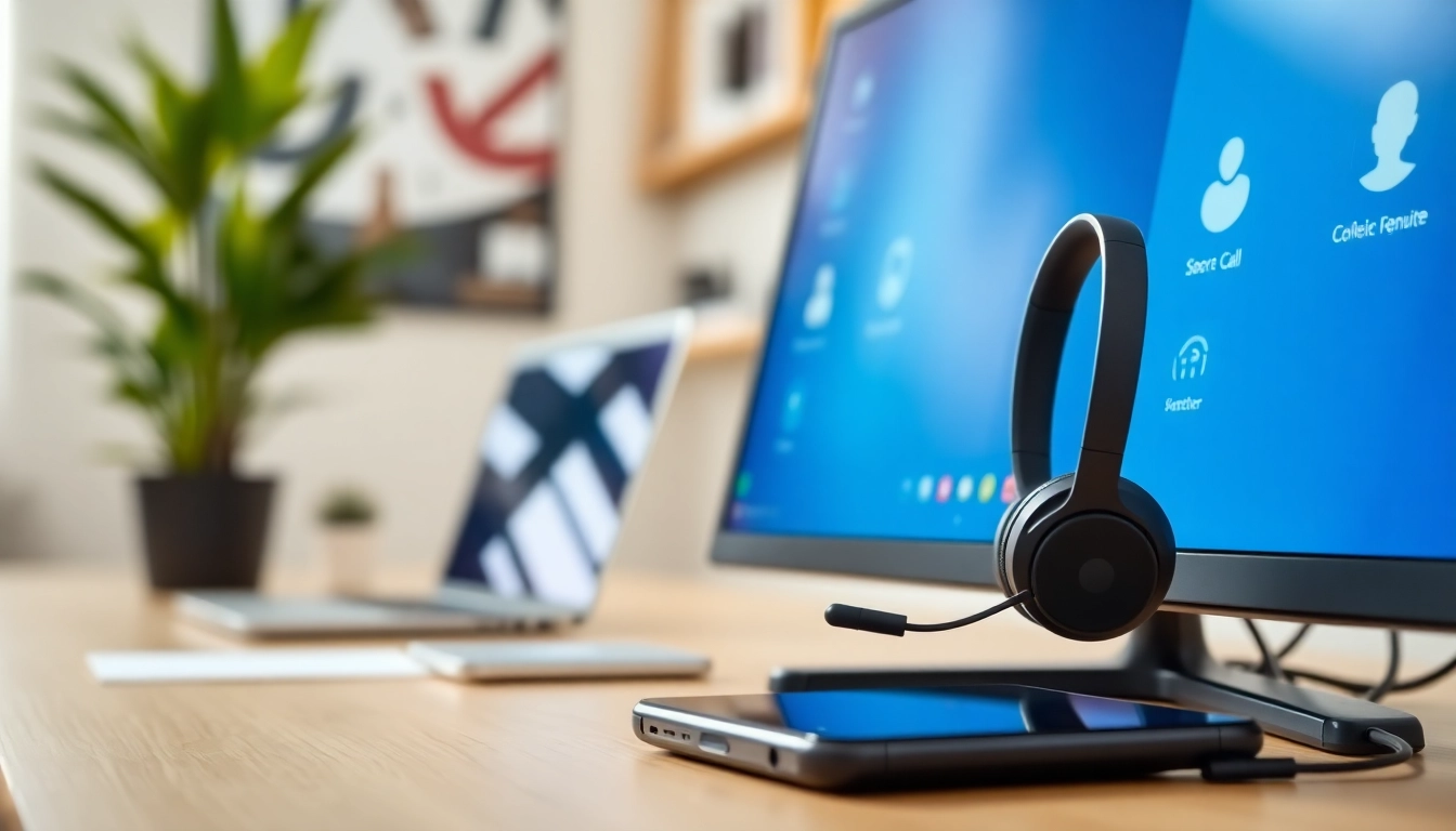 Showcasing remote call control technology on a modern interface, highlighting connectivity and productivity.