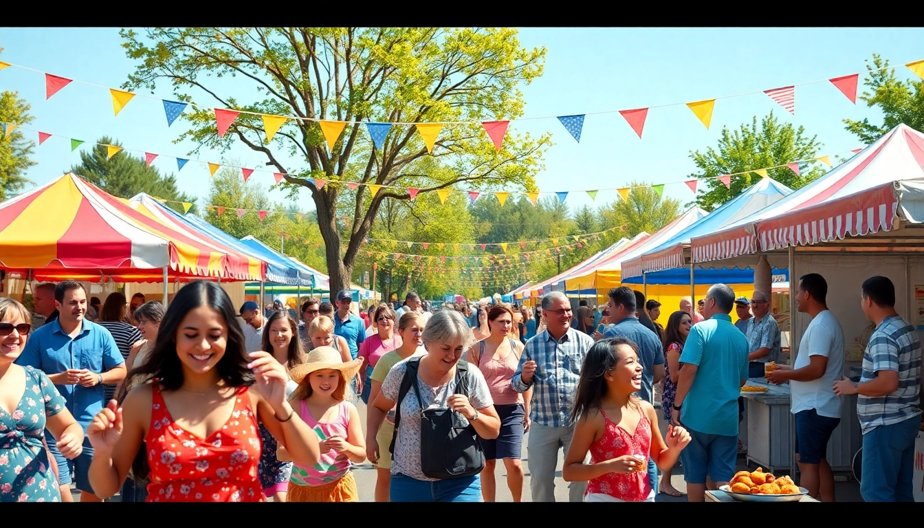 Families celebrating Clarksburg events at a vibrant community festival with music and food.